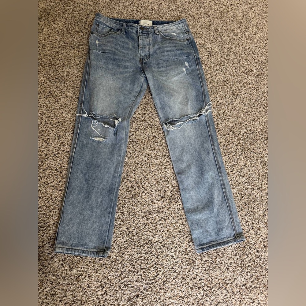 MAN x ONETEASPOON DISTRESSED BLUE JEANS Size 33 Regular
